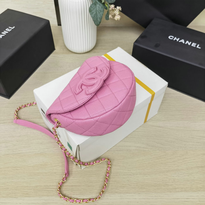 Chanel Grained Calfskin Flap Bag Pink AS3876