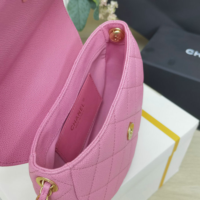 Chanel Grained Calfskin Flap Bag Pink AS3876