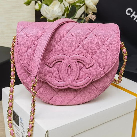 Chanel Grained Calfskin Flap Bag Pink AS3876