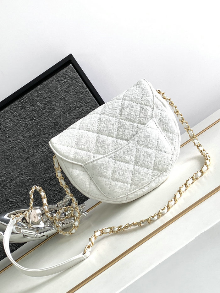 Chanel Grained Calfskin Flap Bag White AS3876