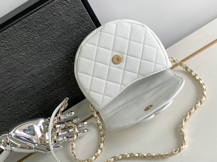 Chanel Grained Calfskin Flap Bag White AS3876