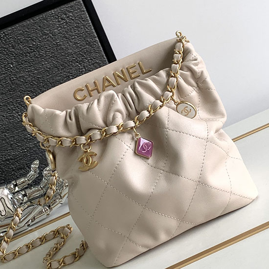 Chanel Small Bucket Bag Beige AS3793