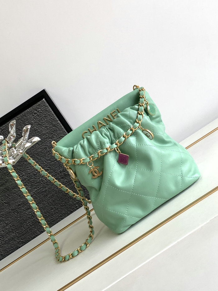 Chanel Small Bucket Bag Green AS3793