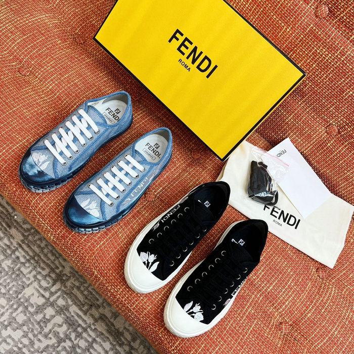 FENDI Logo Rose Denim Sneakers FS03151