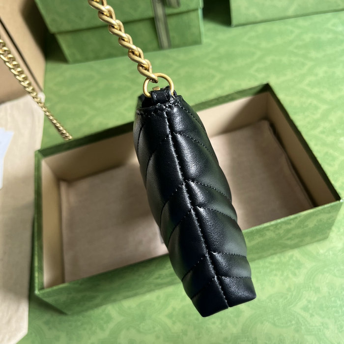 GUCCI Matelasse Mini GG Marmont Chain Bag Black 443447