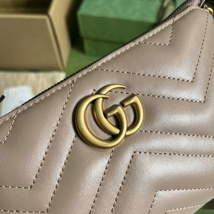 GUCCI Matelasse Mini GG Marmont Chain Bag Pink 443447