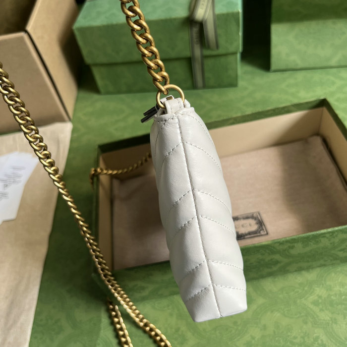 GUCCI Matelasse Mini GG Marmont Chain Bag White 443447