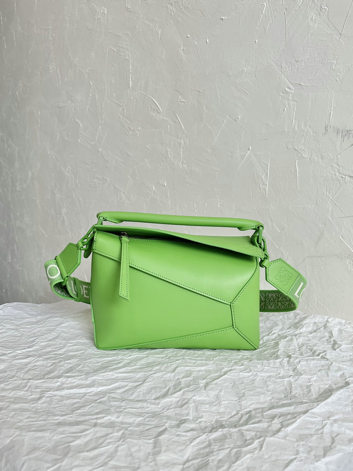 Loewe Small Puzzle Edge Leather Bag Lime green L02231