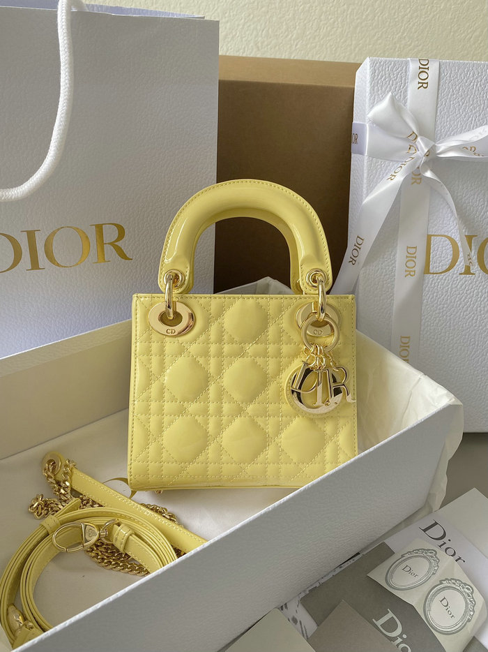 Mini Lady Dior Bag Yellow D5310