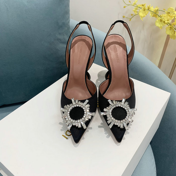 Amina Muaddi Satin Begum Slingback Pumps AB01