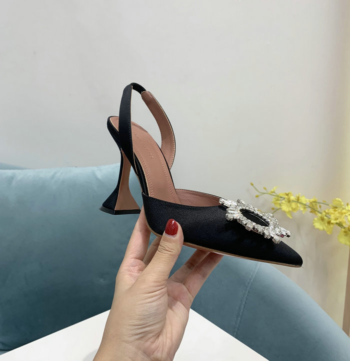 Amina Muaddi Satin Begum Slingback Pumps AB01