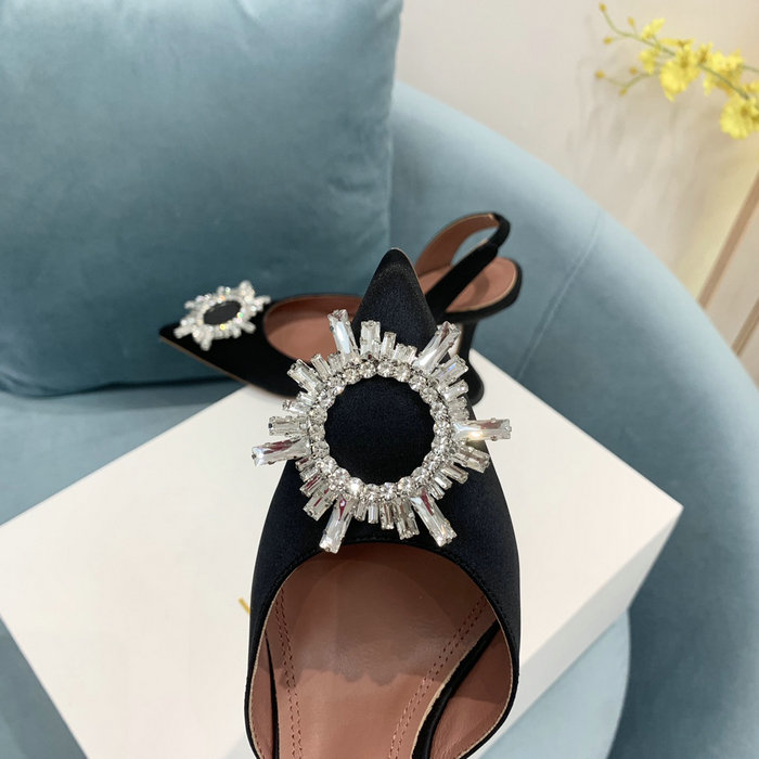 Amina Muaddi Satin Begum Slingback Pumps AB01