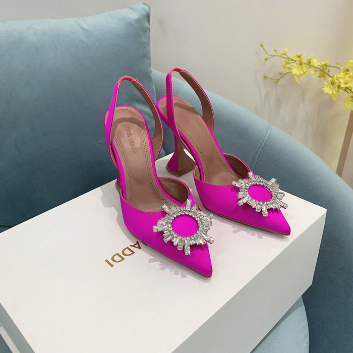 Amina Muaddi Satin Begum Slingback Pumps AB02