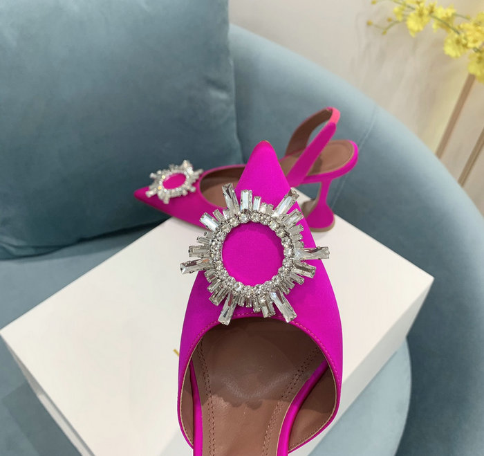 Amina Muaddi Satin Begum Slingback Pumps AB02