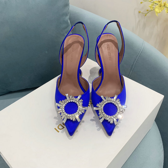 Amina Muaddi Satin Begum Slingback Pumps AB03