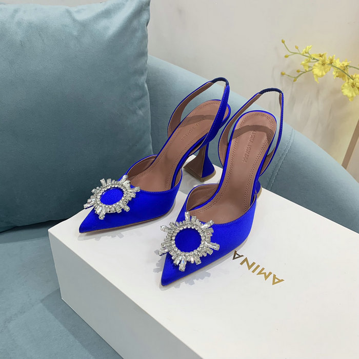 Amina Muaddi Satin Begum Slingback Pumps AB03