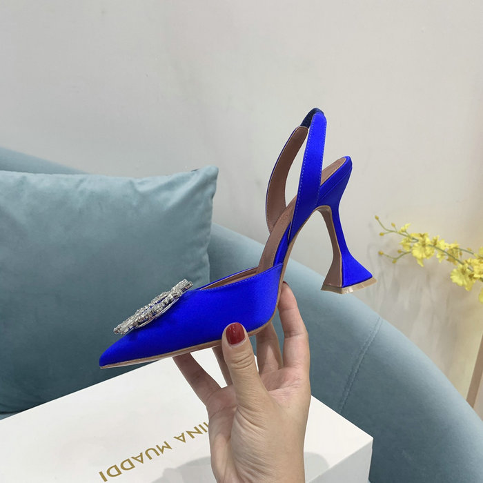 Amina Muaddi Satin Begum Slingback Pumps AB03