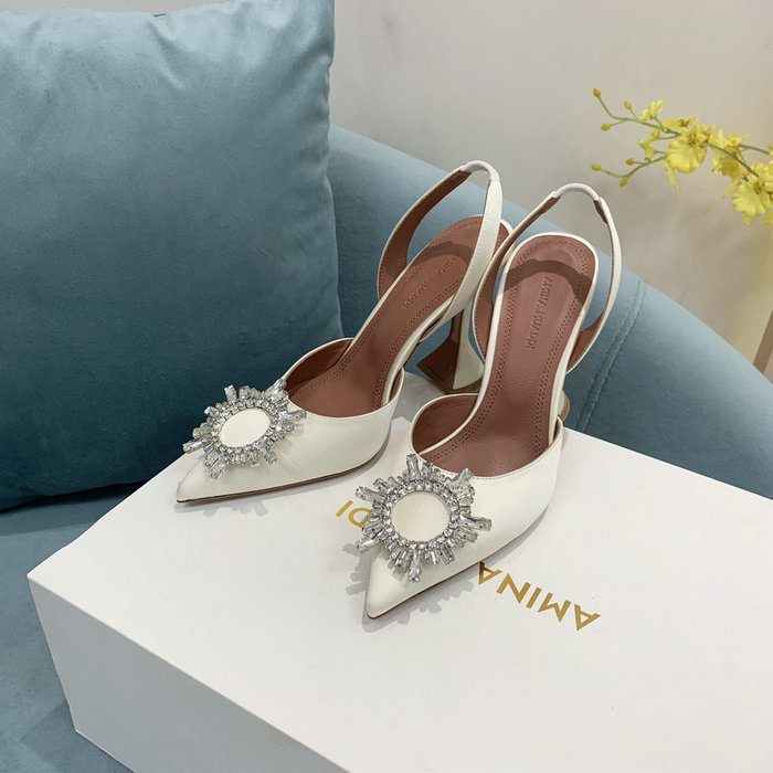 Amina Muaddi Satin Begum Slingback Pumps AB04