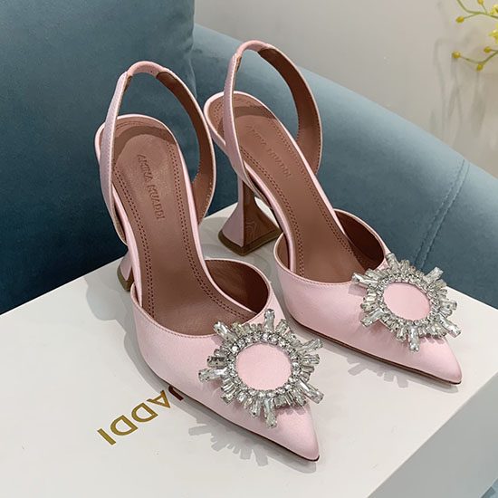 Amina Muaddi Satin Begum Slingback Pumps AB05