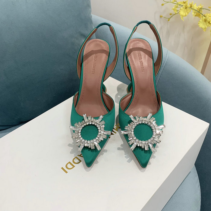 Amina Muaddi Satin Begum Slingback Pumps AB06