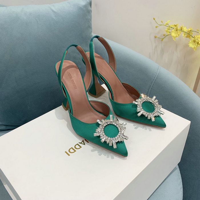 Amina Muaddi Satin Begum Slingback Pumps AB06