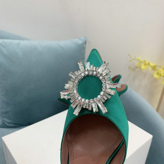 Amina Muaddi Satin Begum Slingback Pumps AB06