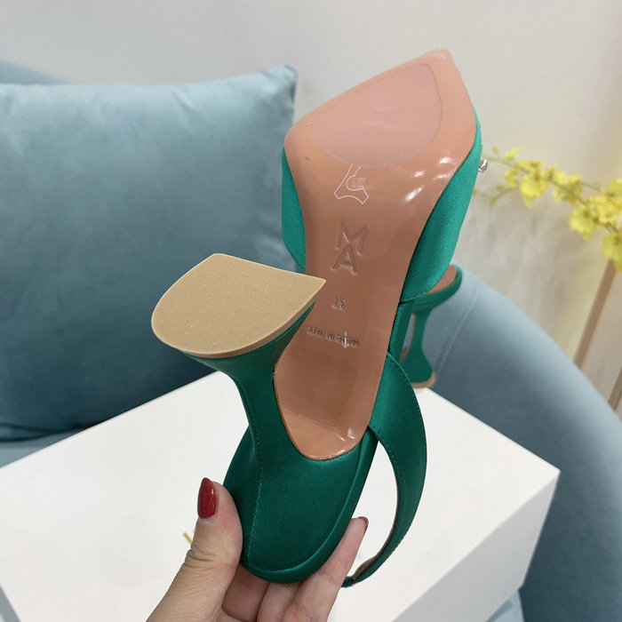 Amina Muaddi Satin Begum Slingback Pumps AB06