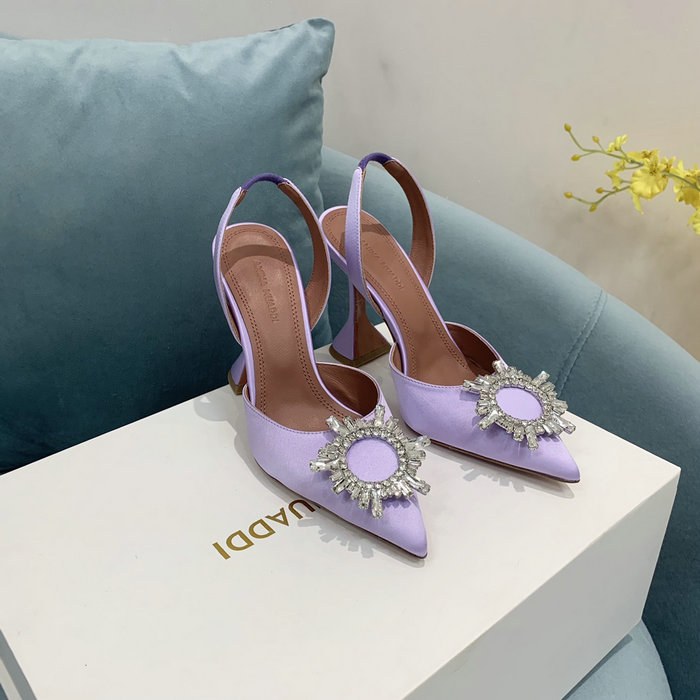 Amina Muaddi Satin Begum Slingback Pumps AB09