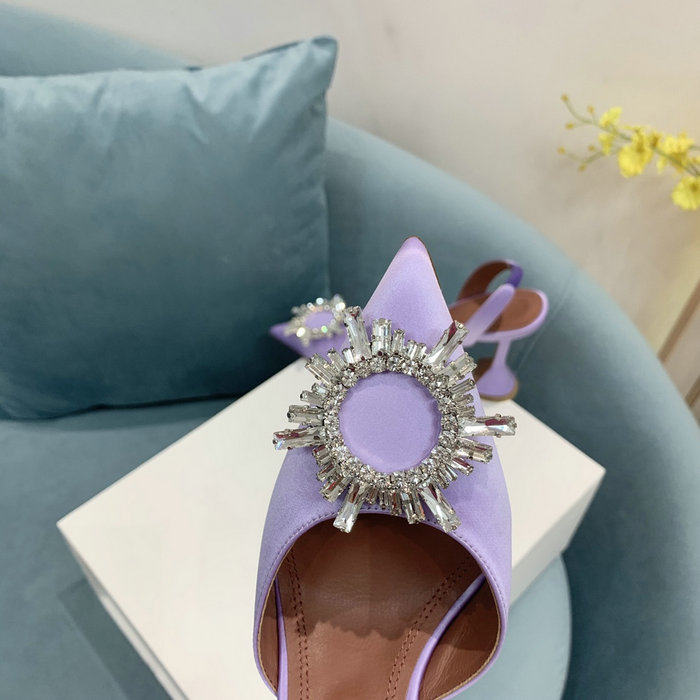 Amina Muaddi Satin Begum Slingback Pumps AB09