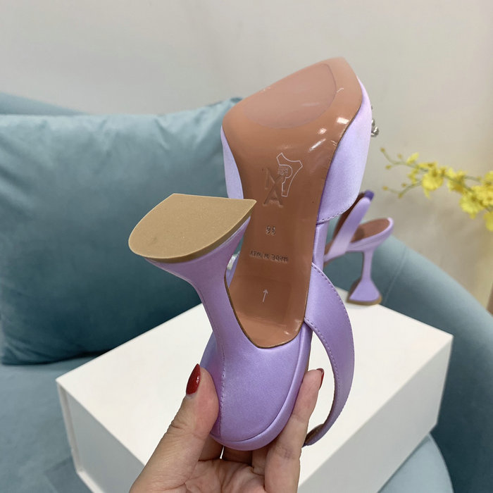 Amina Muaddi Satin Begum Slingback Pumps AB09