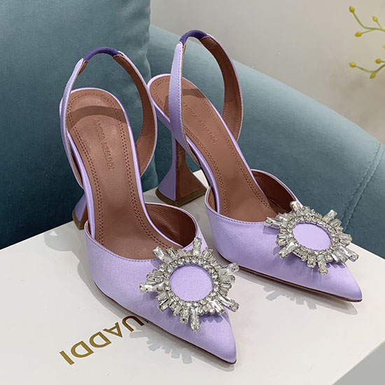 Amina Muaddi Satin Begum Slingback Pumps AB09