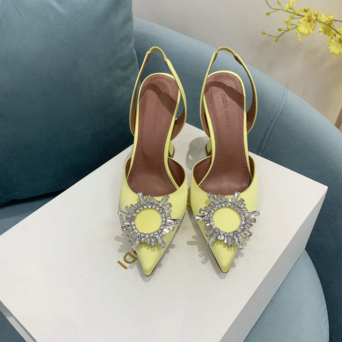 Amina Muaddi Satin Begum Slingback Pumps AB10