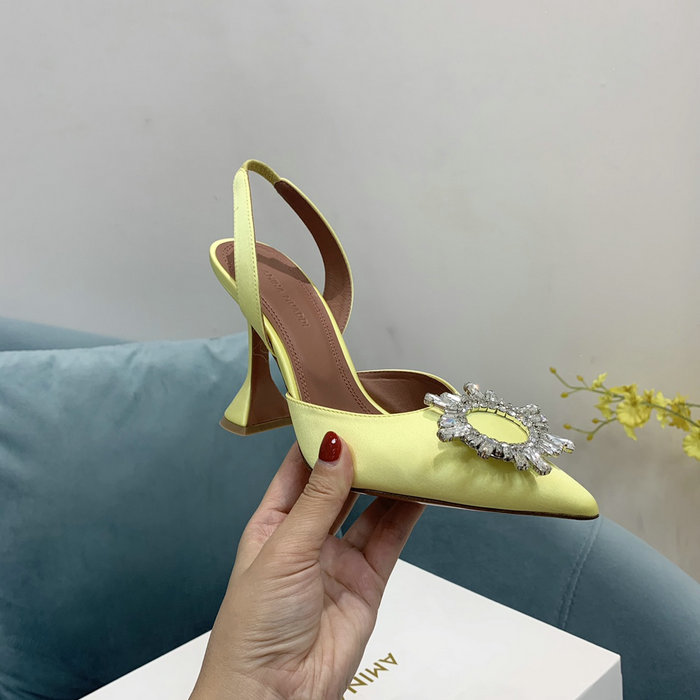 Amina Muaddi Satin Begum Slingback Pumps AB10