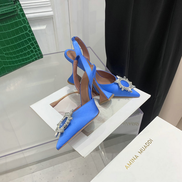 Amina Muaddi Satin Begum Slingback Pumps AB14