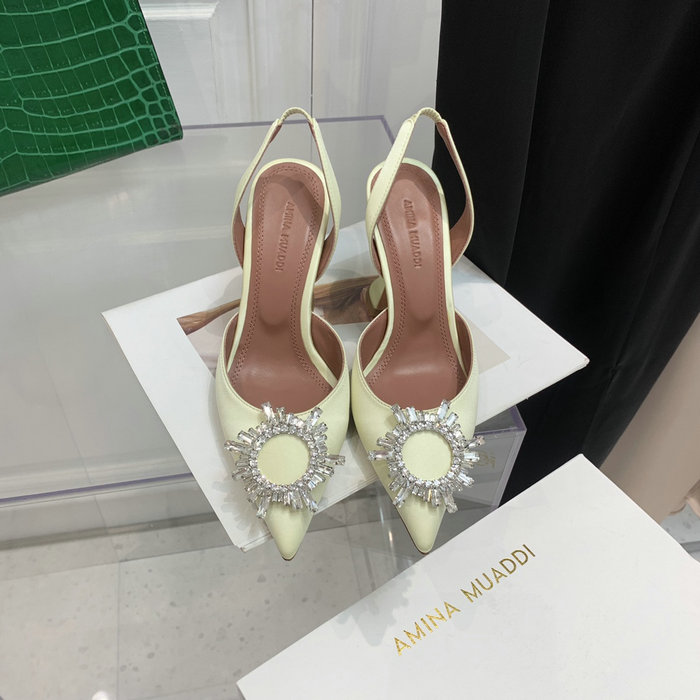 Amina Muaddi Satin Begum Slingback Pumps AB15