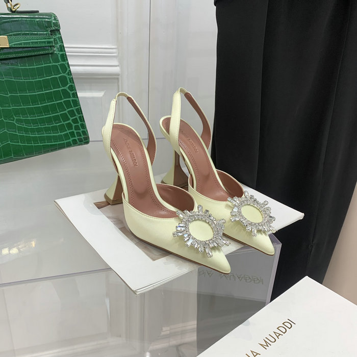 Amina Muaddi Satin Begum Slingback Pumps AB15