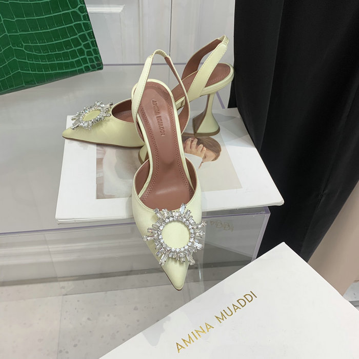 Amina Muaddi Satin Begum Slingback Pumps AB15