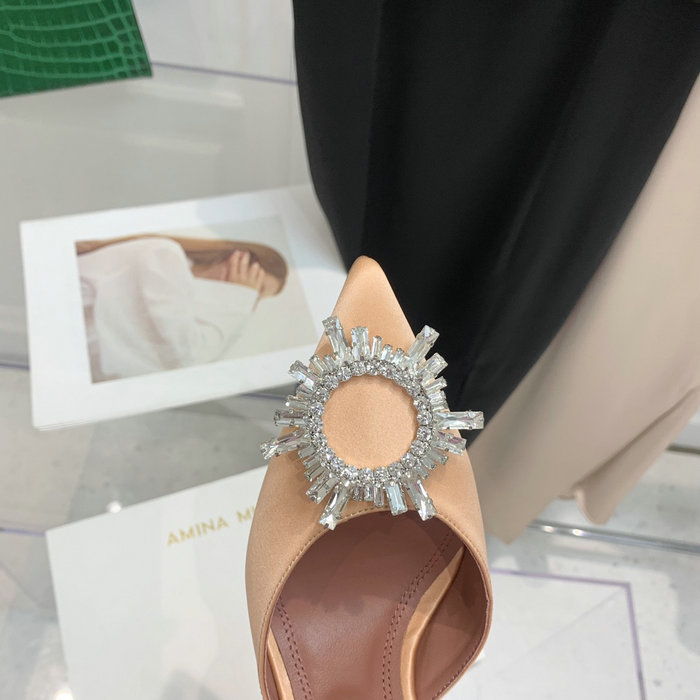 Amina Muaddi Satin Begum Slingback Pumps AB16