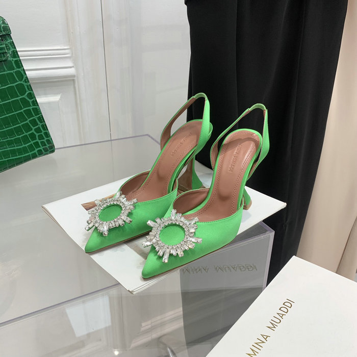 Amina Muaddi Satin Begum Slingback Pumps AB17