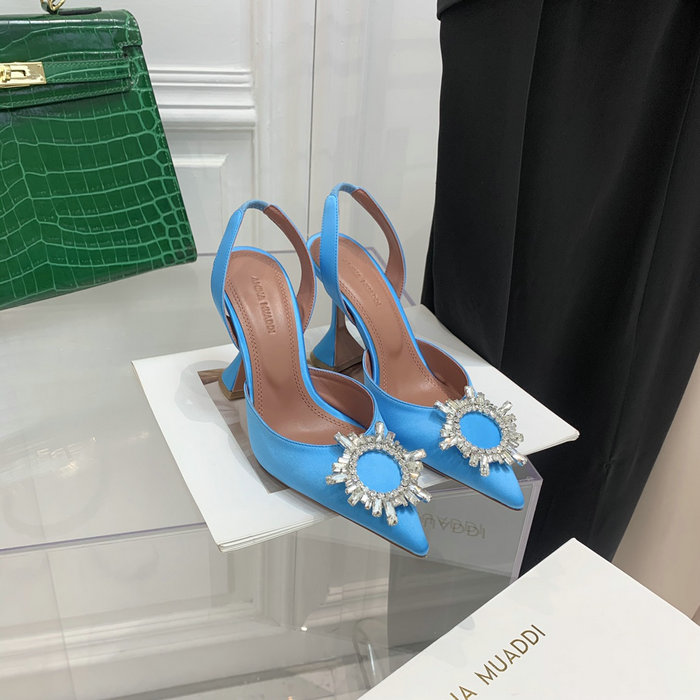 Amina Muaddi Satin Begum Slingback Pumps AB20