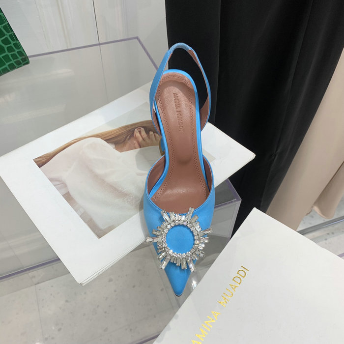 Amina Muaddi Satin Begum Slingback Pumps AB20