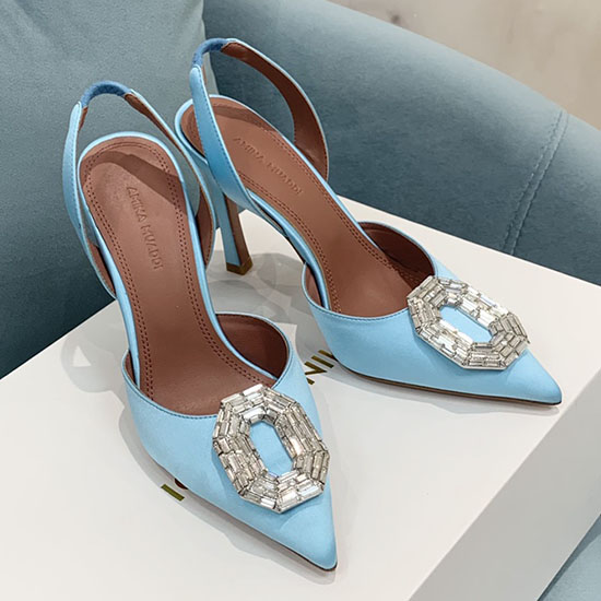 Amina Muaddi Satin Camelia Slingback Pumps AM02