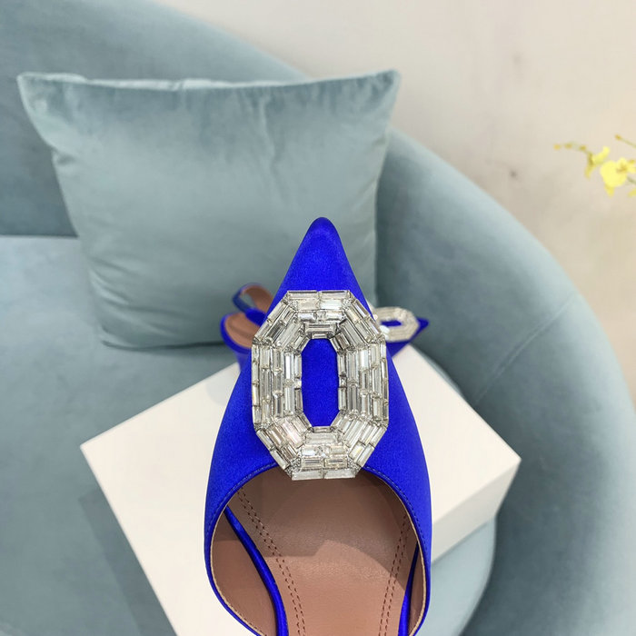 Amina Muaddi Satin Camelia Slingback Pumps AM03