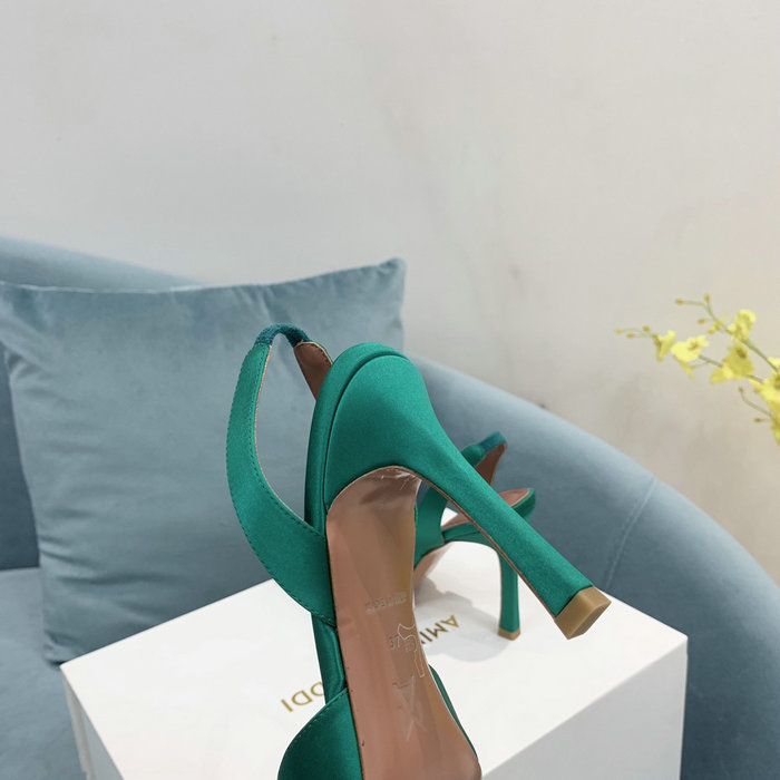 Amina Muaddi Satin Camelia Slingback Pumps AM04