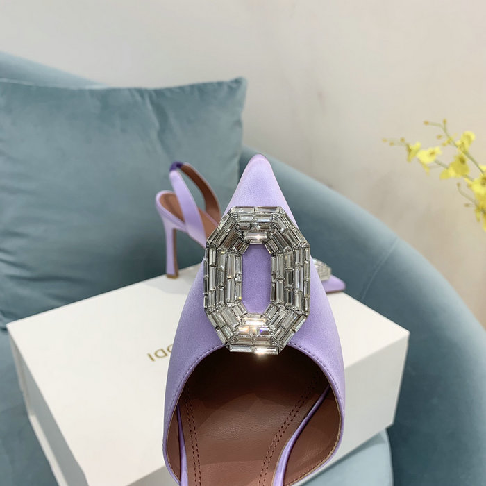 Amina Muaddi Satin Camelia Slingback Pumps AM07