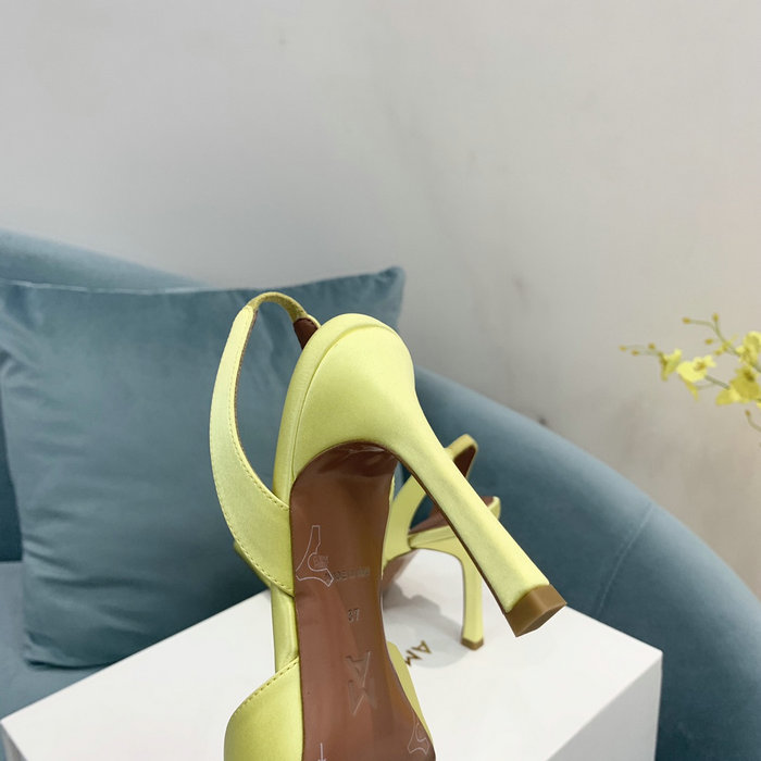 Amina Muaddi Satin Camelia Slingback Pumps AM08