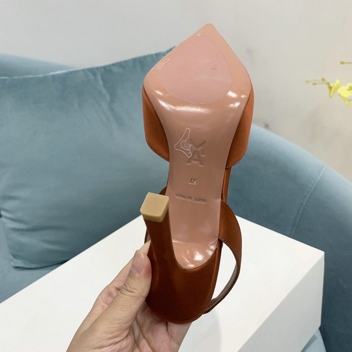 Amina Muaddi Satin Camelia Slingback Pumps AM09