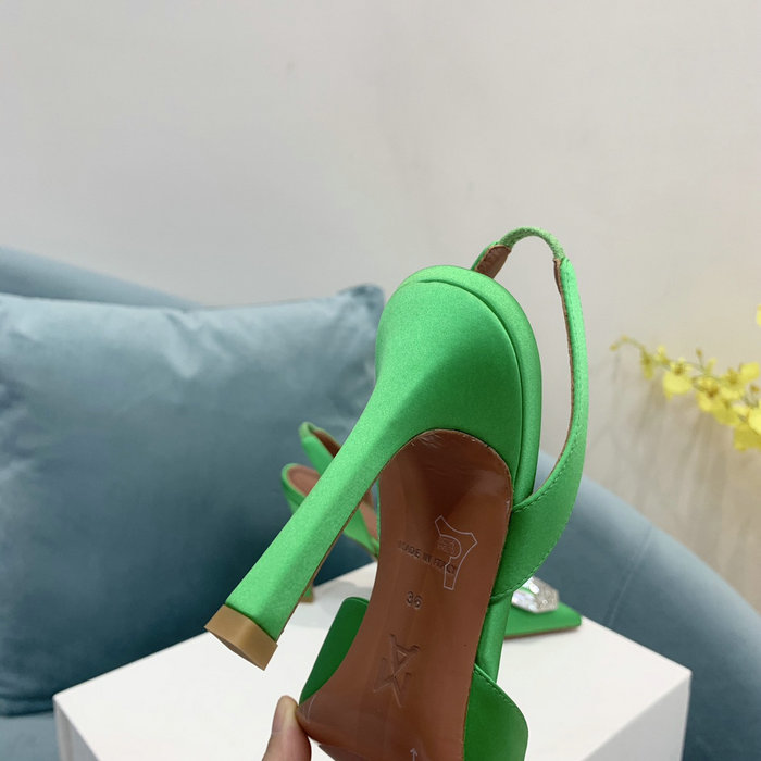 Amina Muaddi Satin Camelia Slingback Pumps AM13