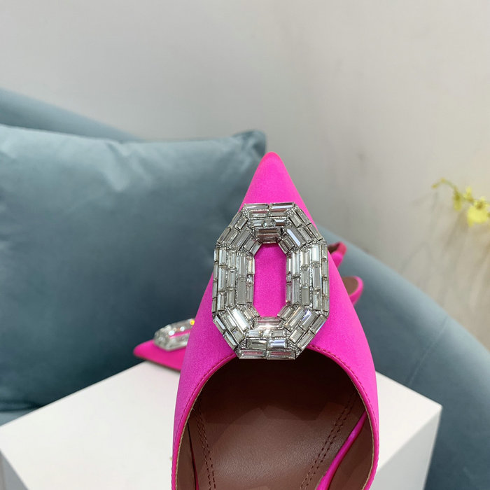 Amina Muaddi Satin Camelia Slingback Pumps AM15