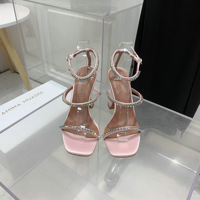 Amina Muaddi Satin Gilda Sandals AGS04